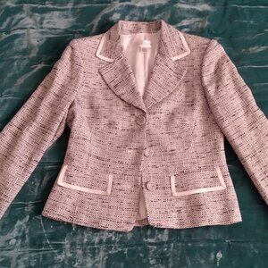 Easter Casual Corner Womens Woven Jacket Grosgrain Trim Black White Fully Lined…